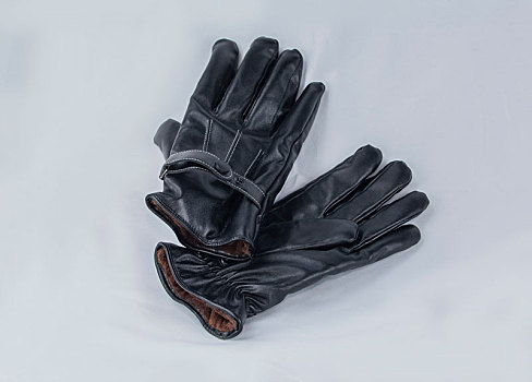 黑色皮革,裘皮,冬季,保暖,手套,静物,工艺品