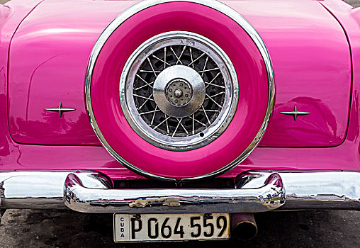粉色,敞篷车,出租车,老,美洲,道路,哈瓦那,古巴,北美