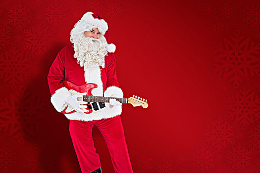 高兴,圣诞老人,演奏,电吉他