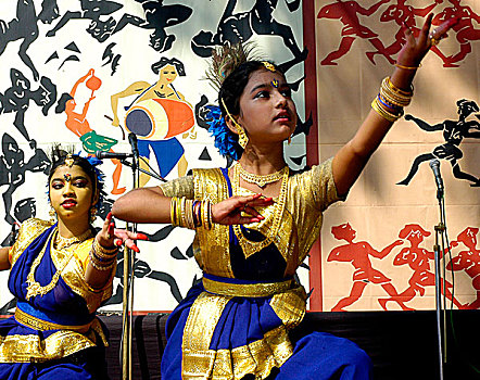孩子,跳舞,文化,华盛顿特区,山,新年,孟加拉,四月,2008年