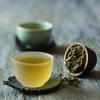 茶壶,玻璃杯,绿茶