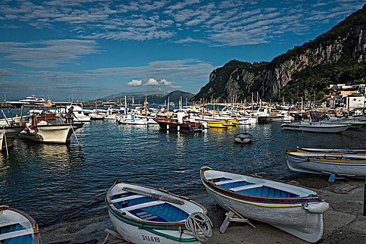 泊船,港口,码头,大,卡普里岛,坎帕尼亚区,意大利