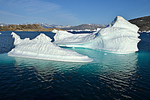 冰山,漂浮,峡湾,东方,格陵兰,北美