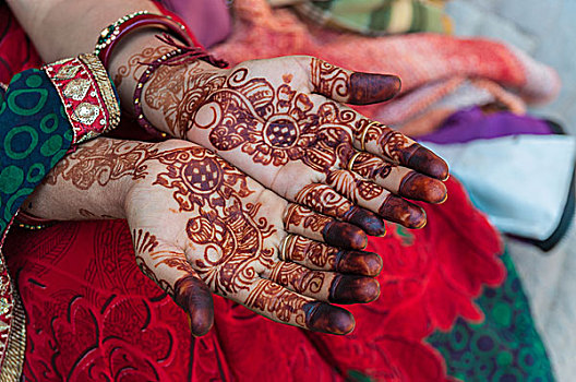 印第安女人,指甲花纹身,印度