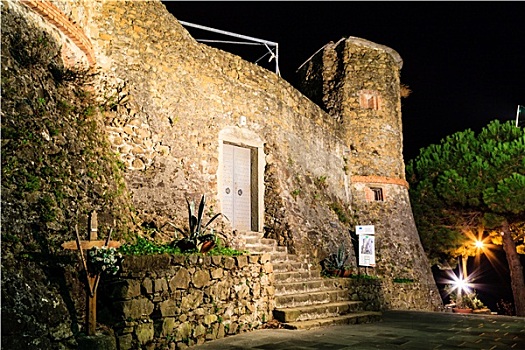 光亮,城堡,里奥马焦雷,夜晚,五渔村,意大利