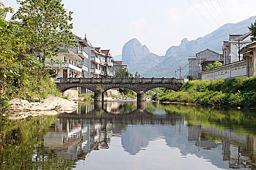 乡村美景小桥流水特色风景秀丽农村原生态景色