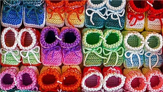 彩色,编织,婴儿鞋,新生