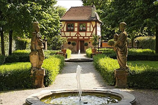喷泉,雕塑,花园,区域,纽伦堡,中间,弗兰克尼亚,巴伐利亚,德国,欧洲