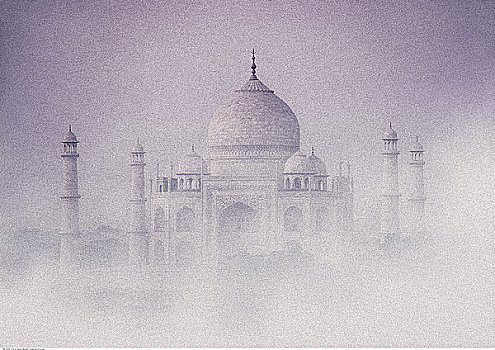 泰姬陵,雾,印度
