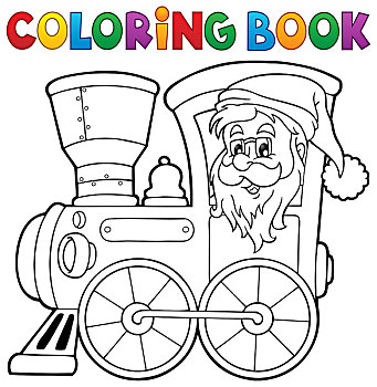 上色画册,圣诞节,列车