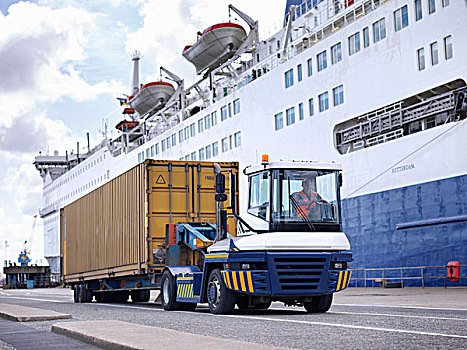 集装箱,卡车,船,港口