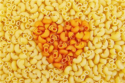 意大利面,黄色,橙色,心形,中间