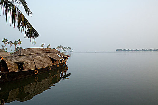 稻米,船,水上,喀拉拉,印度