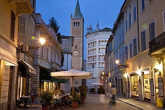 钟楼,大教堂,洗礼堂,右边,艾米利亚罗马涅,意大利