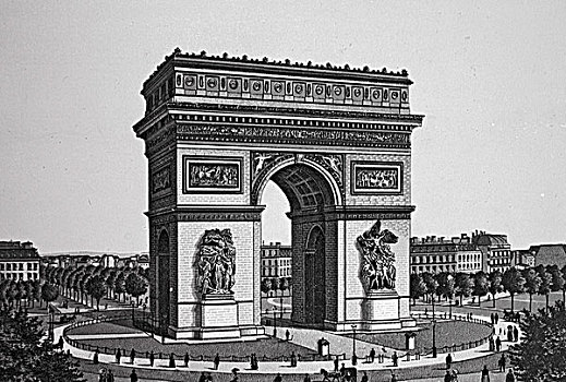 拱形,历史,蚀刻,巴黎,法国,欧洲