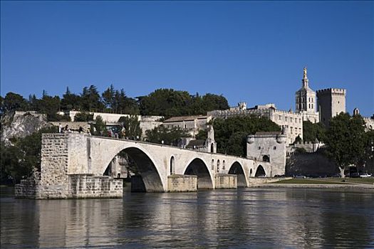 拱桥,宫殿,背景,教皇宫,阿维尼翁,沃克吕兹省,法国