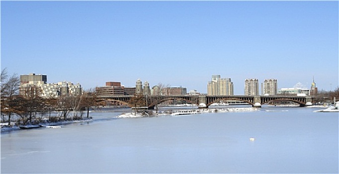 波士顿,风景,冬季