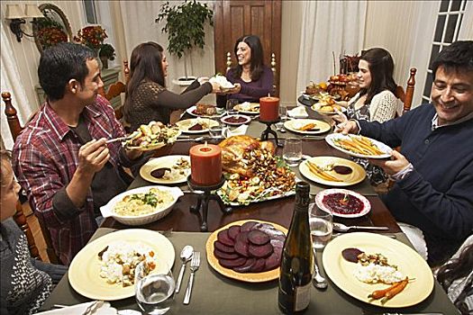 家庭,感恩节,晚餐