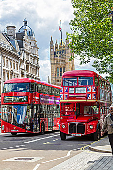 新,伦敦双层巴士,巴士,正面,议会大厦