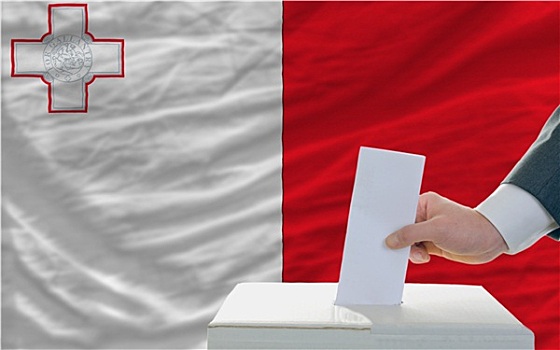 男人,投票,选举,马耳他,正面,旗帜