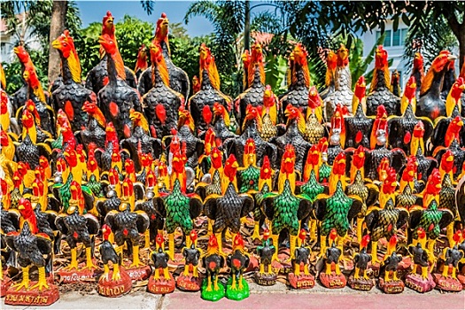 公鸡,雕塑,供品,寺院,大城府,曼谷,泰国