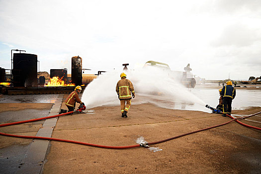 消防员,培训,水,火,设施