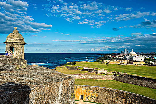 俯瞰,要塞,上方,圣胡安,波多黎各,加勒比