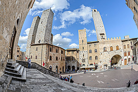 大广场,中世纪城市,中心,塔,圣吉米尼亚诺,托斯卡纳,意大利,欧洲