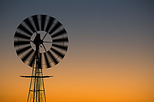 风车,日落,南非