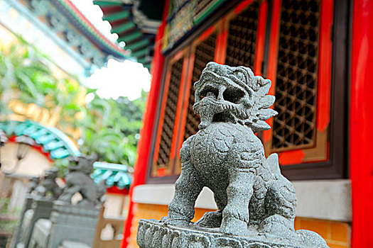中国狮子,雕塑,特写