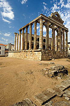 遗址,庙宇,老,罗马,城市,梅里达,巴达霍斯省,西班牙,欧洲