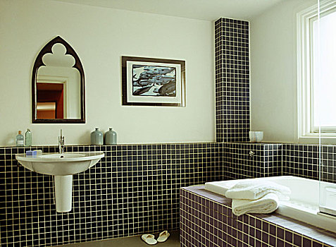 壁装式,盥洗池,浴室,砖瓦