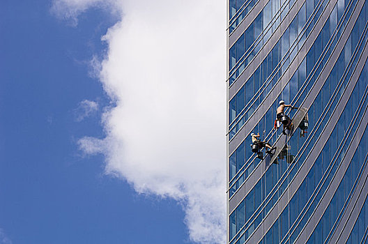 两个男人,现代,摩天大楼,华沙,波兰