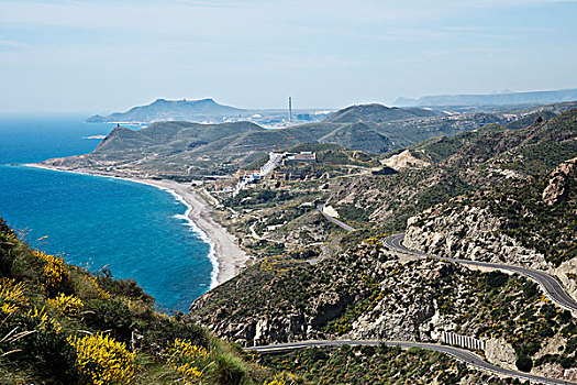 弯曲,山路,地中海海岸,安达卢西亚,西班牙