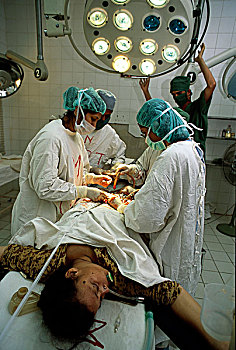外科,表演,手术,女人,怀孕,复杂,公用,医院,卡拉奇,港口,城市,巴基斯坦,九月,2008年