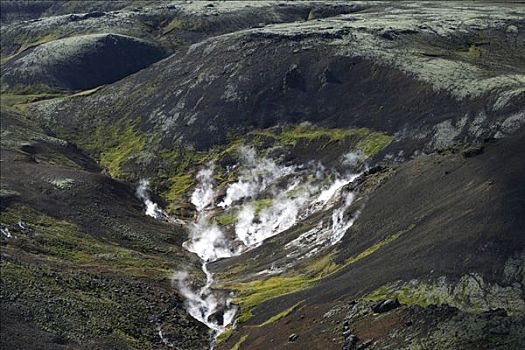 温泉,蒸汽,地热,区域,火山,靠近,地热发电站,南方,冰岛,欧洲