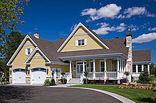 屋舍,风格,房子,夏天,魁北克,加拿大