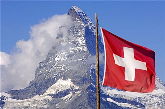 旗帜,瑞士,马塔角,策马特峰,瓦莱