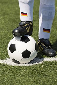 脚,德国,国家,球员,经典,黑白,足球