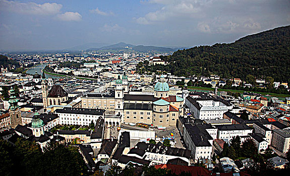 奥地利,萨尔茨堡,老城,俯视,全景