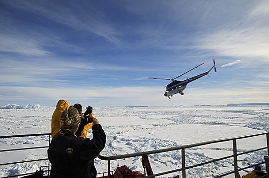 南极,威德尔海,破冰船,游客,看,直升飞机