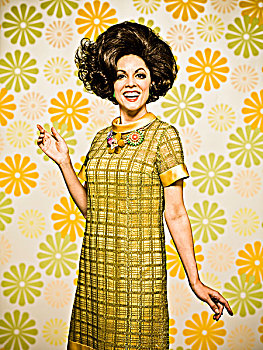 女人,20世纪60年代,风格,连衣裙,花,壁纸