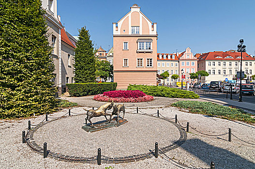 雕塑,山羊,城市,波兹南,户外,老城,波兰