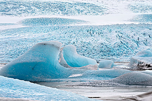 冰河,湖,瓦特纳冰川,冬天,冰岛,大幅,尺寸