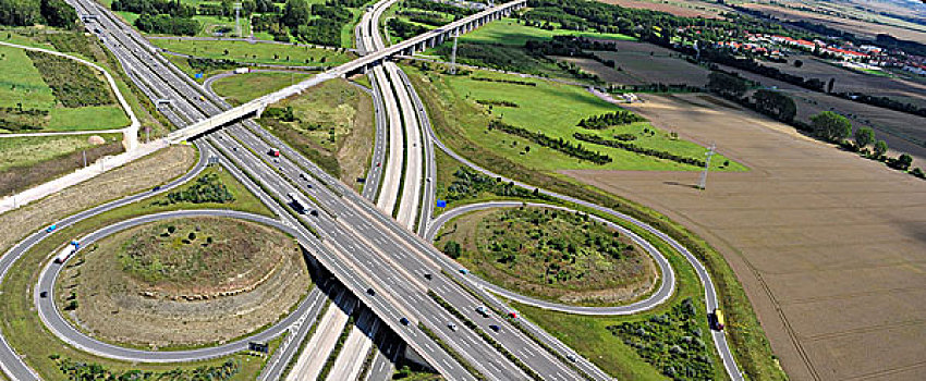 高速公路,连通,爱尔福特,德国,航拍
