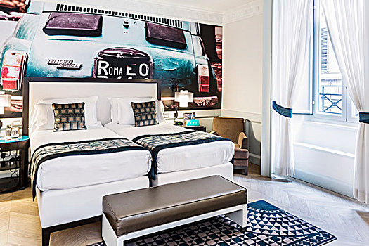一对,房间,酒店,靛蓝,罗马