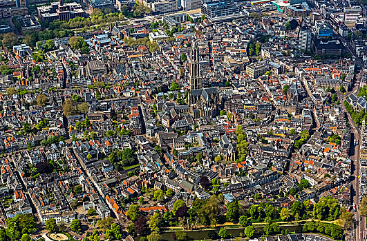 乌得勒支,市中心,俯视,大教堂,荷兰