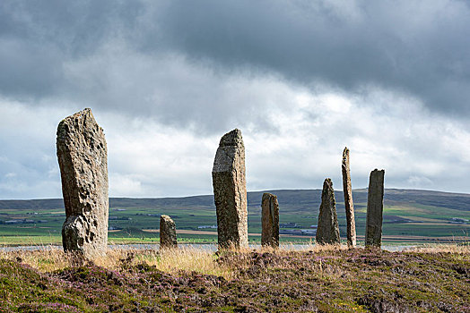 新石器时代,巨石阵,世界遗产,奥克尼郡,大陆,苏格兰,英国,欧洲