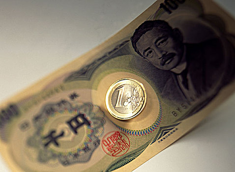 日元,货币,1欧元硬币