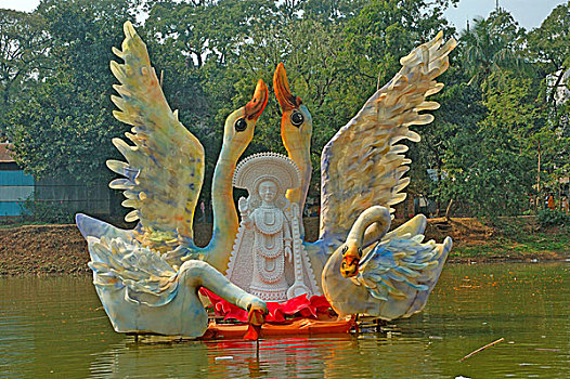 雕塑,印度教,女神,知识,达卡,标记,孟加拉,二月,2008年